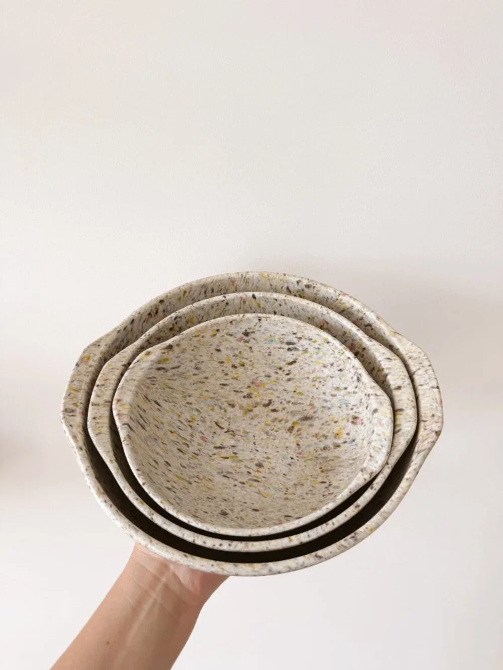 Vintage Set of 3 Melamine Confetti Splatter Nesting Bowls
